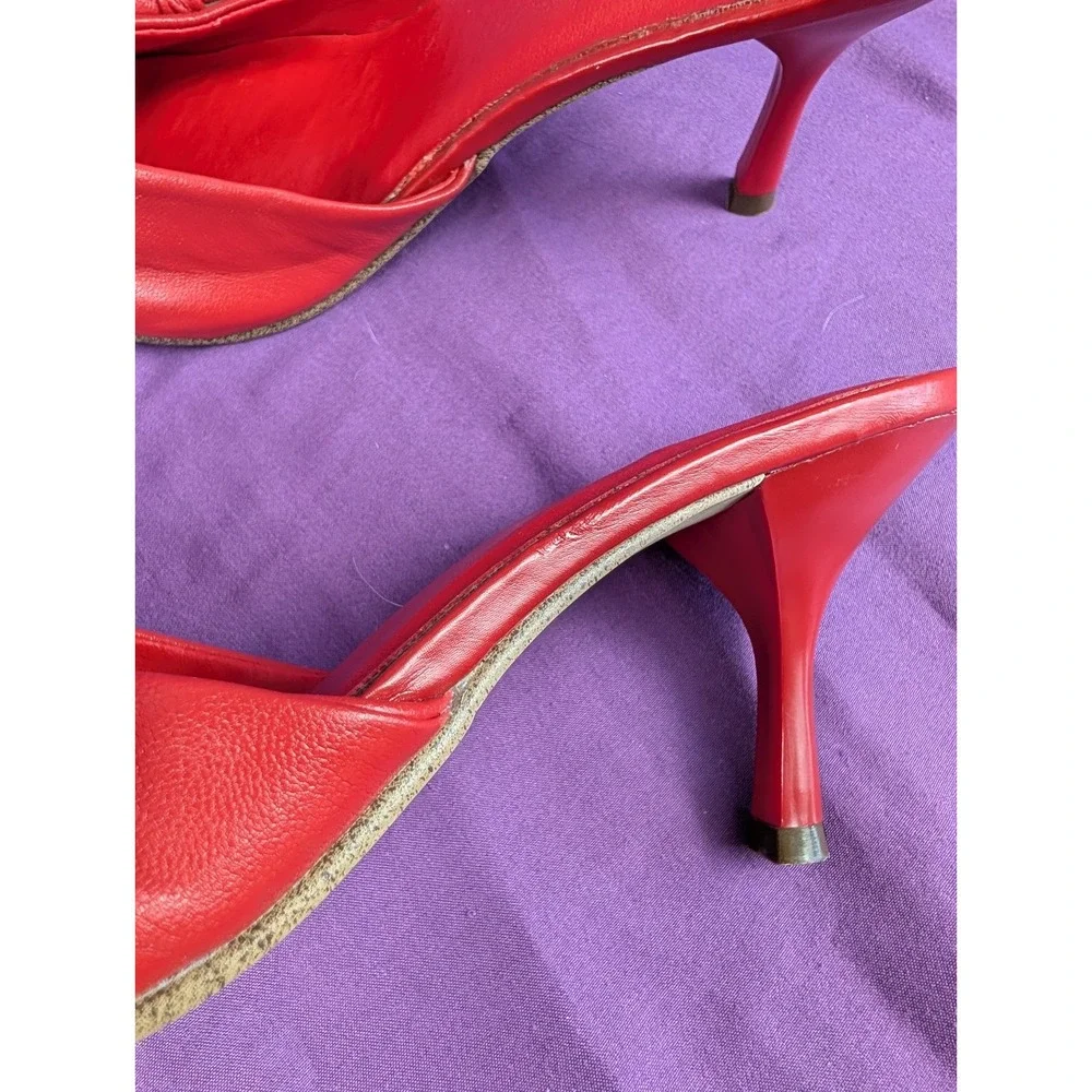 Seychelles Leather Raquel Red Sz 8 Goth Pointed Toe Layered Bow Slip on 3